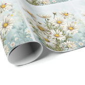 White Daisy Garden met lieveheersbeestjes Botanisc Cadeaupapier (Rol Hoek)