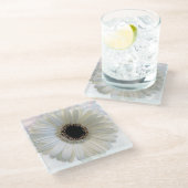 White Daisy Glazen Onderzetter (Schuin)