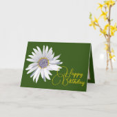 White Daisy Green Achtergrond Birthday Kaart (Gele Bloem)
