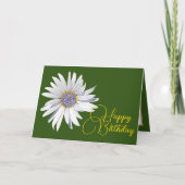 White Daisy Green Achtergrond Birthday Kaart (Voorkant)