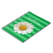 White Daisy Green Striped Custom Name Notitieboek (Linkerzijde)