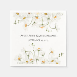 White Daisy Greenery Gepersonaliseerd  Napkins Servet