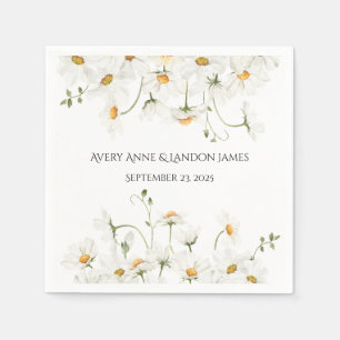 White Daisy Greenery Gepersonaliseerd  Napkins Servet