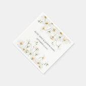 White Daisy Greenery Gepersonaliseerd  Napkins Servet (Hoek)