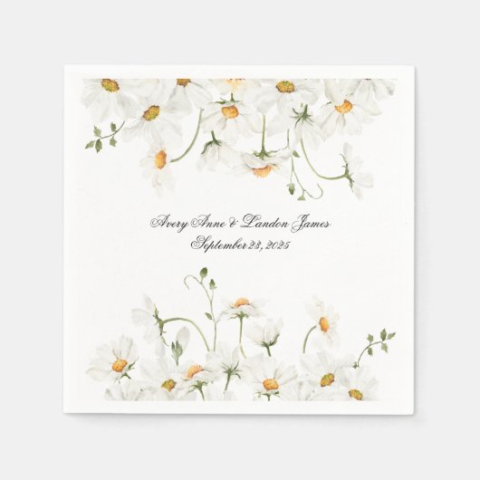 White Daisy Greenery Persoonlijk  Servet (Voorkant)