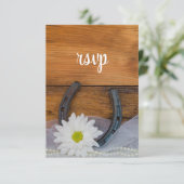 White Daisy Hoefijzer Country Weddenschap RSVP Car (Staand voorkant)