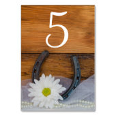 White Daisy Hoefijzer Western huwelijksnummer Kaart (Achterkant)
