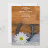 White Daisy Hoefijzer Westerne Post Wedding Brunch Kaart (Voorkant)