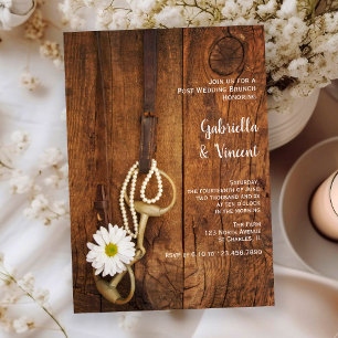 White Daisy Horse Bit Westerne Post Wedding Brunch Kaart