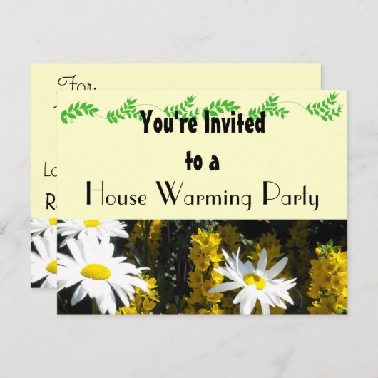 White Daisy House Warming Party Kaart (Voorkant / Achterkant)