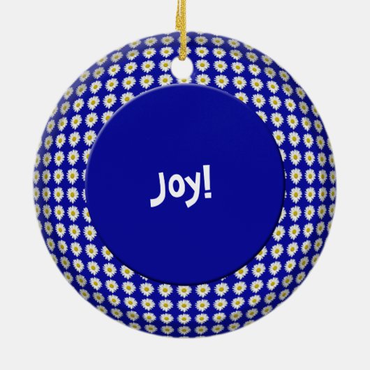 White Daisy Joy Circle Ornament (Achterkant)