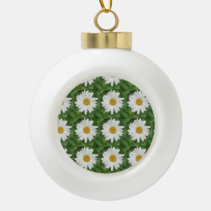 White Daisy Keramische Bal Ornament