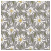 White Daisy Lavender Floral Pattern Stof (Close Up)