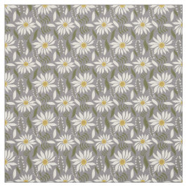 White Daisy Lavender Floral Pattern Stof