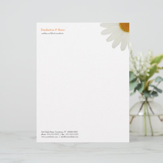 White Daisy Letterhead Briefhoofd Ontwerp (Staand voorkant)