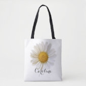 White Daisy met aangepaste naam Tote Bag (Voorkant)