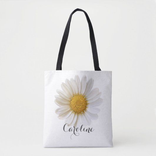 White Daisy met aangepaste naam Tote Bag (Voorkant)