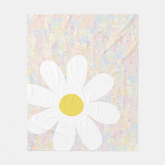 White Daisy met pastel stippen Fleece Deken (Voorkant)