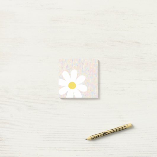 White Daisy met pastel stippen Post-it® Notes (Op bureau)