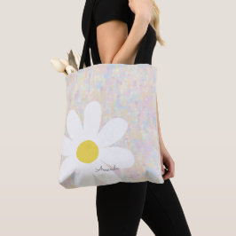 White Daisy met pastel stippen Tote Bag