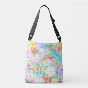 White Daisy met splaatstachtergrond Crossbody Tas