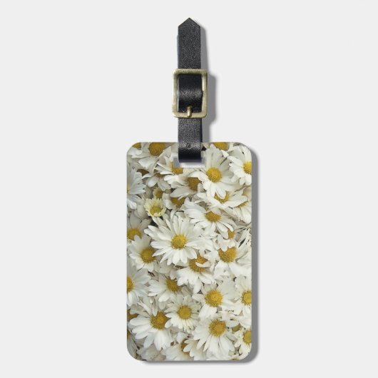 White Daisy Mums Luggage Bag Label Bagagelabel (Voorkant verticaal)