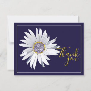 White Daisy Navy Background Bedankt Briefkaart