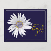 White Daisy Navy Background Bedankt Briefkaart (Voorkant)