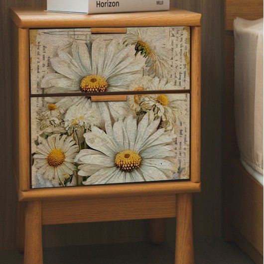 White Daisy Newsprint Decoupage Tissue Paper Tissuepapier