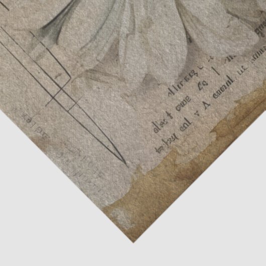 White Daisy Newsprint Decoupage Tissue Paper Tissuepapier (Detail)