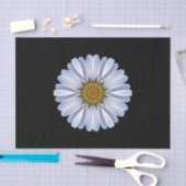 White Daisy on Black Background Tissue Paper Tissuepapier (Craft)
