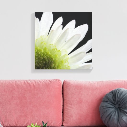 White Daisy on Black Canvas Afdruk (Insitu (Woonkamer))