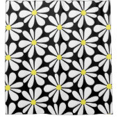 White Daisy on Black Floral Douchegordijn (Voorkant)
