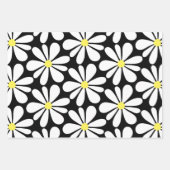 White Daisy on Black Floral Inpakpapier Vel (Voorkant 2)