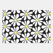 White Daisy on Black Floral Inpakpapier Vel (Voorkant)