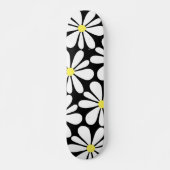 White Daisy on Black Floral Persoonlijk Skateboard (Voorkant)