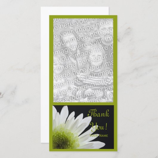 White Daisy on Black Hartelijk dank voor uw fotoka Bedankkaart (Voorkant / Achterkant)