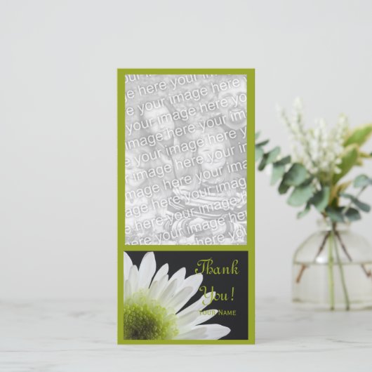 White Daisy on Black Hartelijk dank voor uw fotoka Bedankkaart (Staand voorkant)