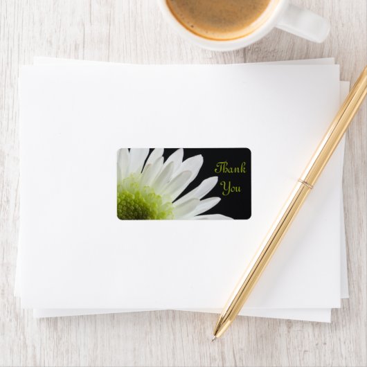 White Daisy on Black Weddenschap Bedankt voor de t Etiket (Insitu)
