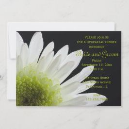 White Daisy on Black Wedding Rehearsal Dinner Kaart
