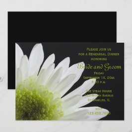 White Daisy on Black Wedding Rehearsal Dinner Kaart