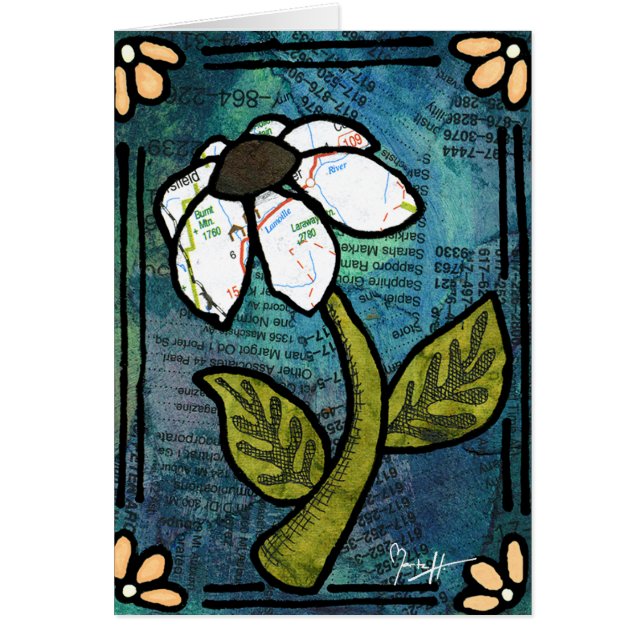 White Daisy on Blue Background - Collage (Voorkant)