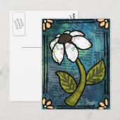 White Daisy on Blue Background - Collage Briefkaart (Voorkant / Achterkant)