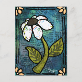 White Daisy on Blue Background - Collage Briefkaart