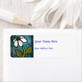 White Daisy on Blue Background - Collage Etiket (Insitu)