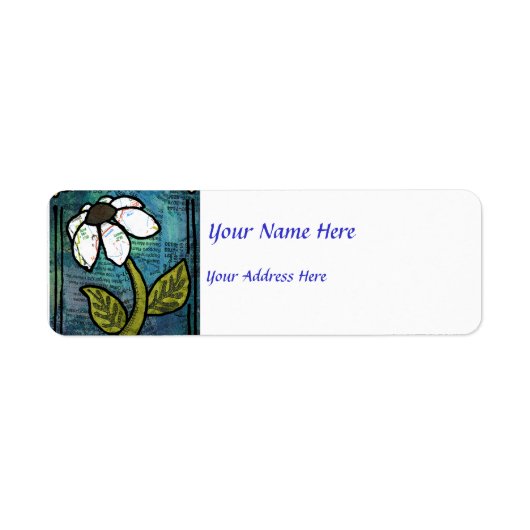 White Daisy on Blue Background - Collage Etiket (Voorkant)