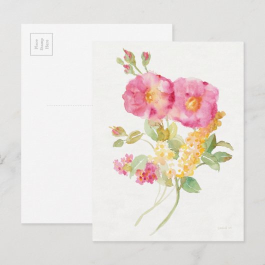 White Daisy on Blue Briefkaart (Voorkant / Achterkant)