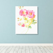 White Daisy on Blue Canvas Afdruk (Insitu (Houten vloer))