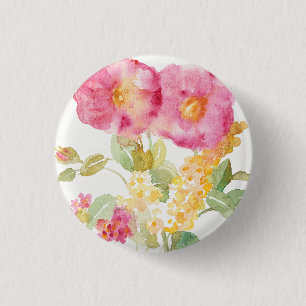 White Daisy on Blue Ronde Button 3,2 Cm