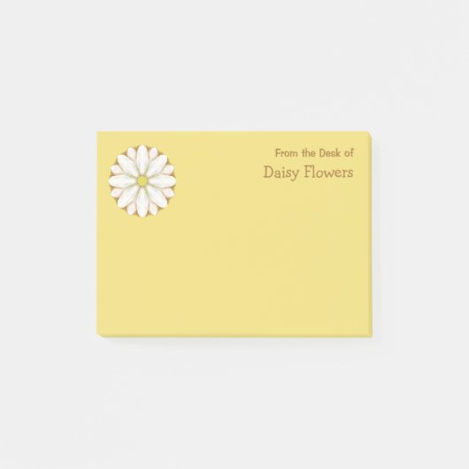 White Daisy on Golden Yellow Personal Name Post-it® Notes (Voorkant)